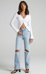 Amsu Top - Long Sleeve Button Up Top in White