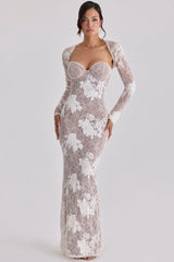 Lucienne Ivory Embroidered Lace Maxi Dress - Limited Edition