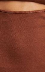 Malvina Bodysuit - Cut Out Ribbed Bodysuit in Chocolate