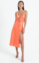 Florentina Dress in Orange Satin
