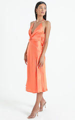 Florentina Dress in Orange Satin