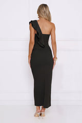 City Girl Energy One Shoulder Maxi Dress Black