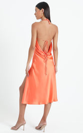 Florentina Dress in Orange Satin