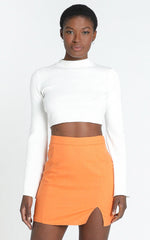 International Babe Mini Skirt in Tangerine Linen Look