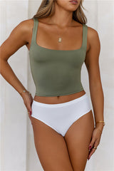 Base One And Only Singlet Crop Top Khaki