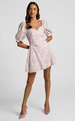 Brailey Mini Dress - Puff Sleeve Fit and Flare Dress in Lilac