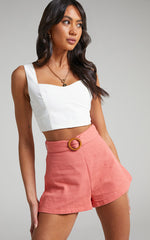 Devera Shorts - Belted High Waist Shorts in Watermelon