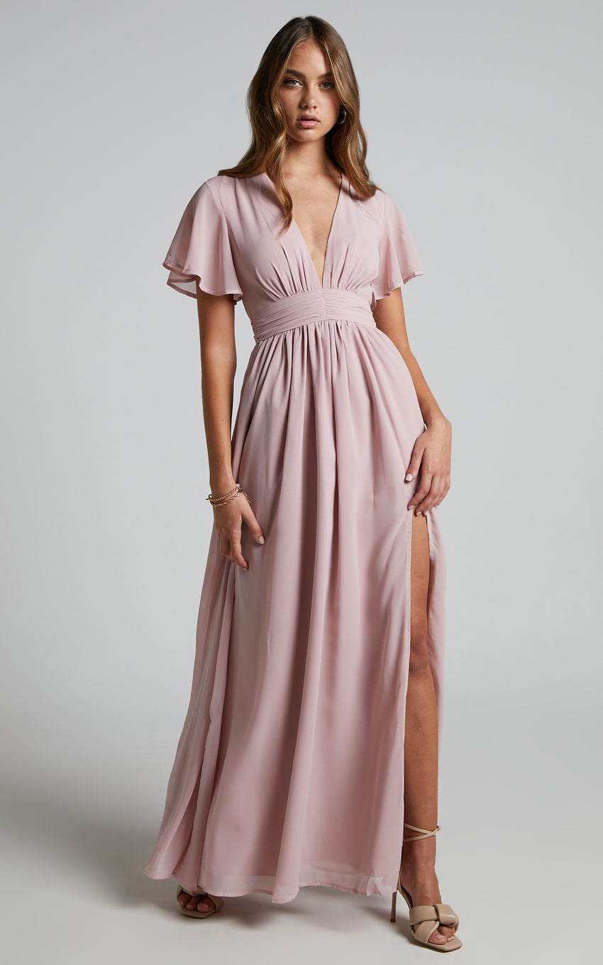 December Maxi Dress - Empire Waist Dress in Dusty Pink