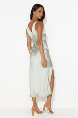 Accepting You Satin Midi Dress Sage