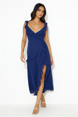 Chasing Seasons Frill Maxi Dress Navy
