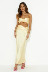 You'Re The Vip Satin Maxi Skirt Yellow
