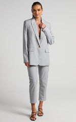 Caralina Blazer - Oversized Single Breasted Blazer in Light Grey
