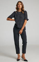 Eleanor Top - Short Sleeve Top in Black Spot