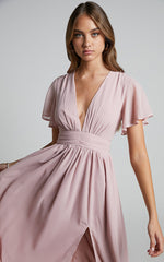 December Maxi Dress - Empire Waist Dress in Dusty Pink
