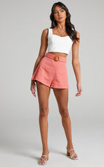 Devera Shorts - Belted High Waist Shorts in Watermelon
