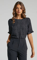 Eleanor Top - Short Sleeve Top in Black Spot