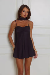 Diva Energy Satin Mini Dress Black