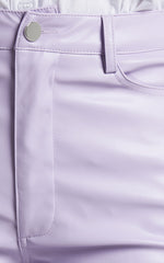 Dilyene Pants - Mid Waist Straight Leg Faux Leather Pants in Lilac