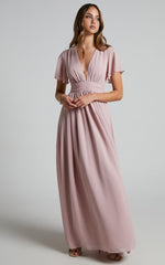 December Maxi Dress - Empire Waist Dress in Dusty Pink