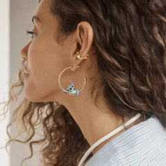 Disney Stitch 3D Hoop Earrings - Gold/Blue