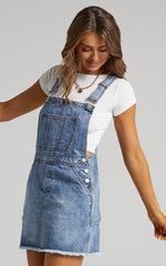 Syden Mini Dress - Overall Denim Dress in Sunday Blue