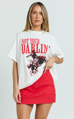 Aimee Top - Oversized Horse Print Tee in White