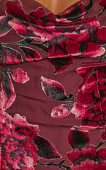 Aletta Maxi Dress - Cowl Cross Back Dress in Wine Floral