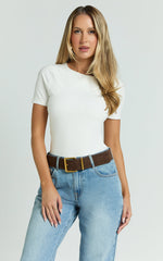 Alexie Tshirt - High Neckline Tshirt in White