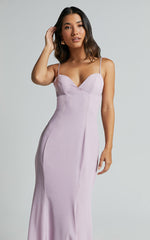 Alisha Midi Dress - Plunge Bust Cup Dress in Lilac