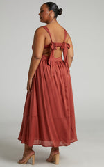 Amalie The Label - Kai Double Tie Back Midi Dress in Burnt Rose