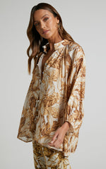 Amalie The Label - Nelle Puff sleeve High Neck Shirt in Frieja Print