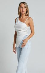 Andre Top - Asymmetric Shoulder V Hem Cami in White