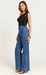 Anisha Top - One Shoulder Long Sleeve Top in Black