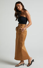 Anna Midi Skirt - High Waisted Cargo in Camel