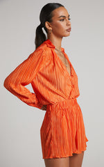 Archer Shorts - High Waisted Plisse Shorts in Orange