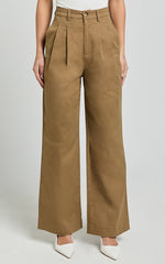 Audrey Pants - High Waist Tailored Twill Pants in Mushroom