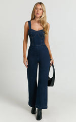 Avie Jumpsuit - Denim Fitted Jumpsuit in Indigo