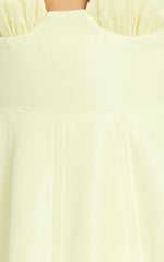 Bessie Mini Dress - Halter Gathered Top Fit And Flare Dress in Lemon