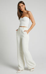 Bonnie Pants - High Waisted Tailored Wide Leg Pants in Stone