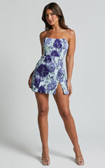 Brailey Mini Dress - Strapless Dress in Wisteria
