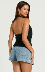 Carmen Top - Draped Cowel Neck Top in Black