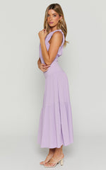 Celestia Midi Dress - Tiered One Shoulder Dress in Lavender