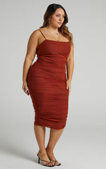 Coming For You Midi Dress - Mesh Dress in Chocolate Mesh
