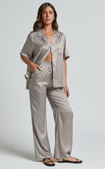 Rosetti Top - Relaxed Short Sleeve Button Through Blouse in Tessara Geometric Print