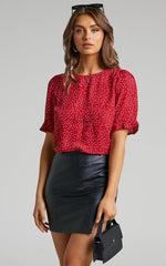 Eleanor Top - Short Sleeve Top in Red Spot