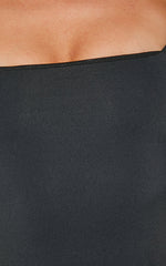 Elia Bodysuit - Square Neck Long Sleeve Bodysuit in Black