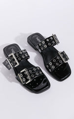 Therapy - Ego Sandals with Hardware Detail in Black Patent