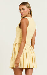 Harlee Vest - Fitted V Neck Tailored Vest Top in Lemon