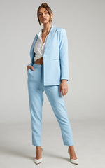 Hermie Pants - High Waisted Cropped Tailored Pants in Light Blue