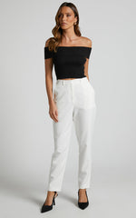 Hermie Pants - High Waisted Cropped Tailored Pants in White